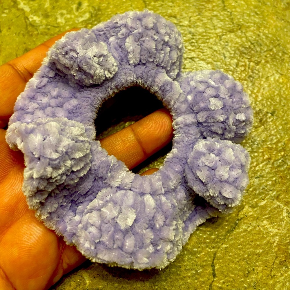 Hand Crocheted Velvet Scrunchie - Picture 2 of 5